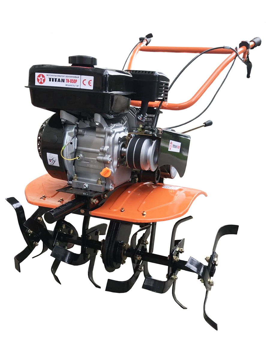 Культиватор TITAN TN-950PRO(7,0 л.с., ременной привод,скорости: 3 вперед, 1 назад,чугунный редуктор,попоротный руль,большой бак и воздушный фильтр,русская сцепка,без колес)
